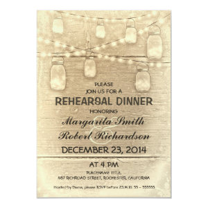 rustic stylish mason jars rehearsal dinner custom invitations