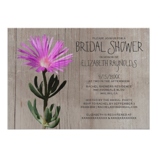 Rustic Succulent Plant Bridal Shower Invitations