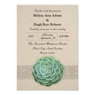 Rustic Succulent Wedding Invitation