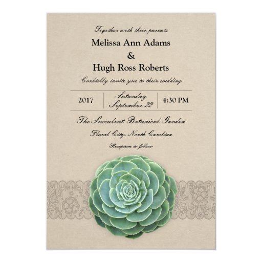 Rustic Succulent Wedding Invitation | Zazzle