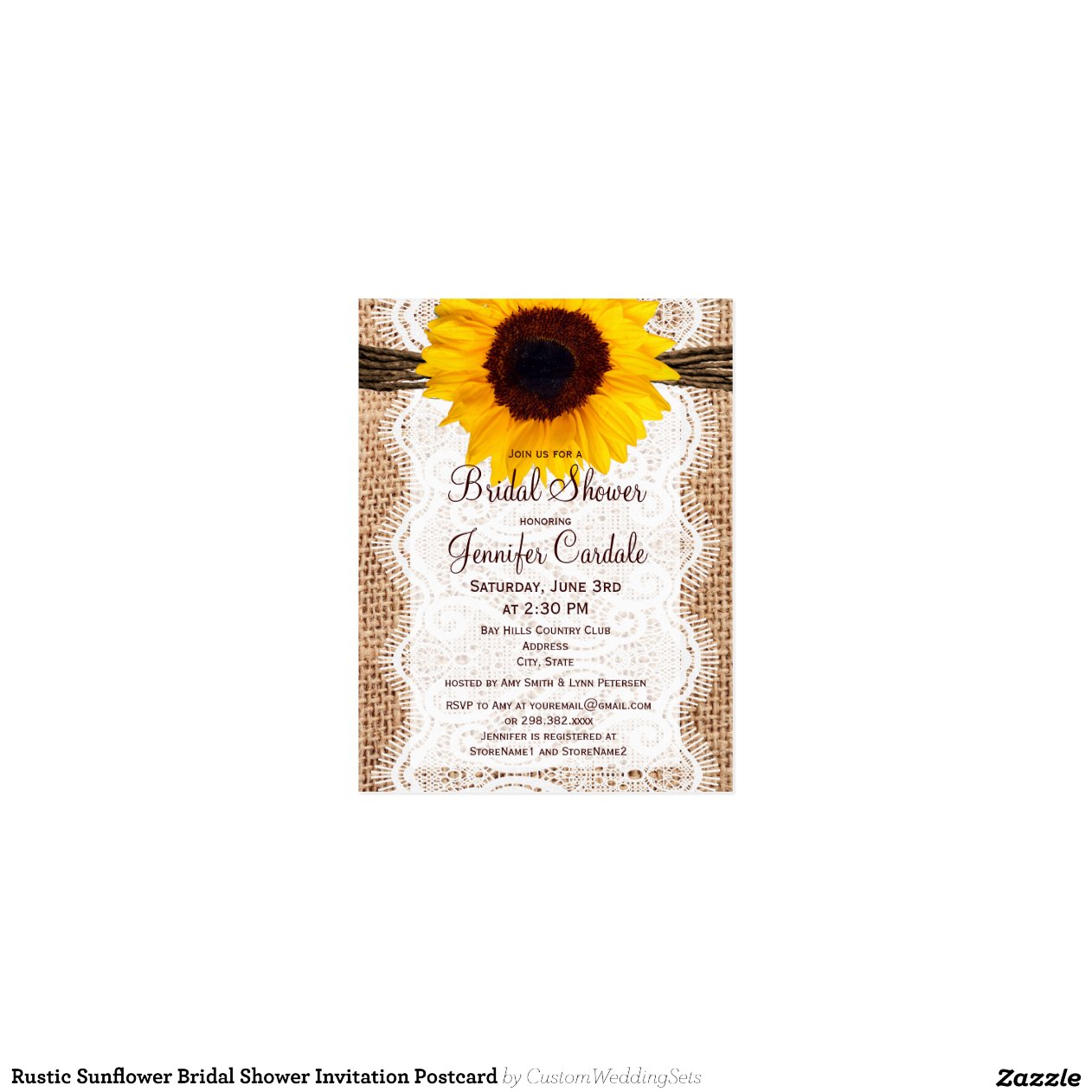 Rustic Sunflower Bridal Shower Invitation Postcard Zazzle
