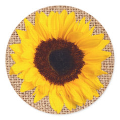 Rustic Sunflower Burlap Sticker Envelope Seal