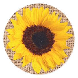 Rustic Sunflower Burlap Sticker Envelope Seal