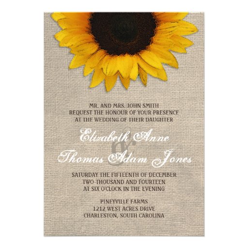 Rustic Sunflower & Burlap Wedding Invitation