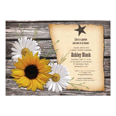 Rustic Sunflower Daisy Bridal Shower Invitation