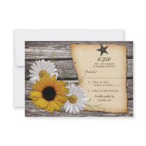 Rustic Sunflower Daisy Wedding Reply Card Invitations