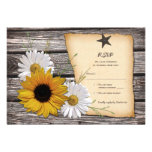 Rustic Sunflower Daisy Wedding Reply Card Invitations