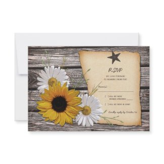 Rustic Sunflower Daisy Wedding Reply Card - Rev invitation