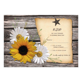 Rustic Sunflower Daisy Wedding Reply Card - Rev Invitations