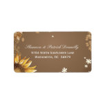 Rustic sunflower floral taupe wedding address custom address label