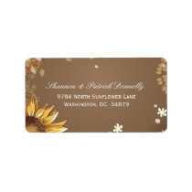 Rustic sunflower floral taupe wedding address custom address label