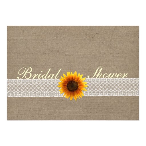 Rustic Sunflower Lace Bridal Shower Invitation