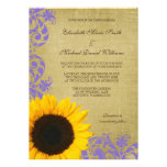 Rustic Sunflower Lavender Swirls Wedding Cards