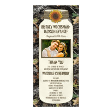 Rustic Sunflower Mason Jar Camo Wedding Programs Rack Cards