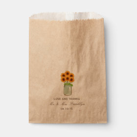 Rustic Sunflower Mason Jar Wedding Favor Bag