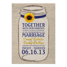 Rustic Sunflower & Mason Jar Wedding Invitation