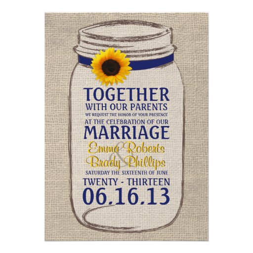 Rustic Sunflower & Mason Jar Wedding Invitation