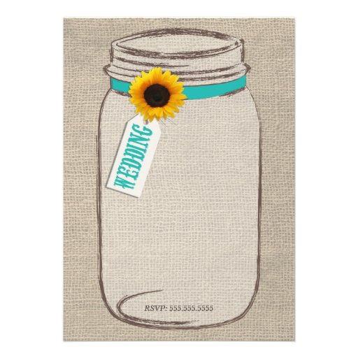 Rustic Sunflower & Mason Jar Wedding Invitation