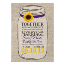 Rustic Sunflower & Mason Jar Wedding Invitation