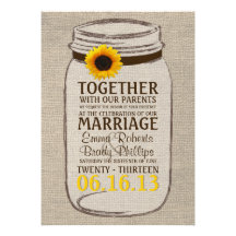 Rustic Sunflower & Mason Jar Wedding Invitation