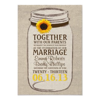 Rustic Sunflower & Mason Jar Wedding Invitation