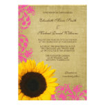 Rustic Sunflower Pink Swirls Wedding Personalized Invites