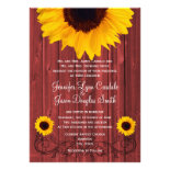 Rustic Sunflower Red Barn Wood Wedding Invites