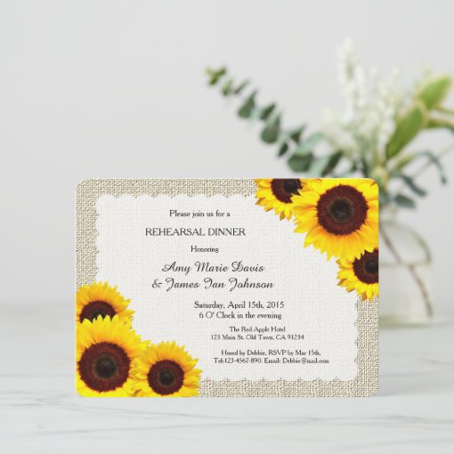 Rustic Sunflower Rehearsal Dinner Sunflower1 Invitation Zazzle