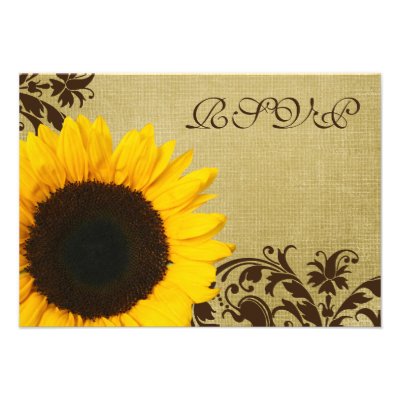 Rustic Sunflower Swirls Wedding RSVP Response Card Custom Invites