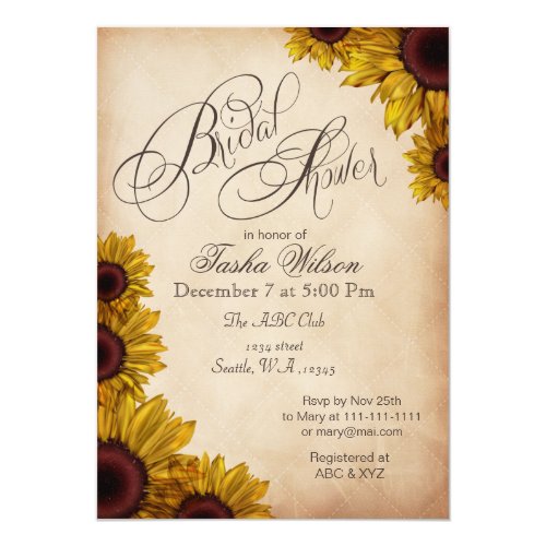 sunflower bridal shower invitations