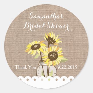 Rustic Sunflowers Bridal Shower Sticker
