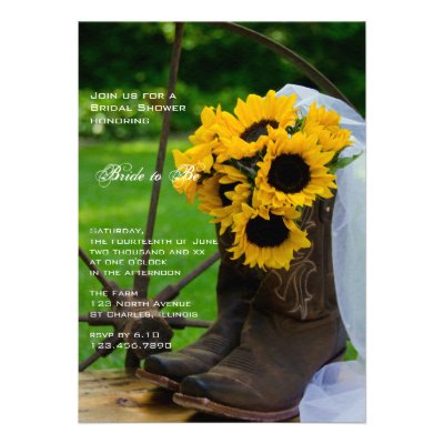 Rustic Sunflowers Country Bridal Shower Invitation
