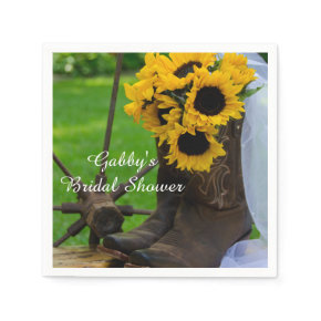 Rustic Sunflowers Country Bridal Shower Napkins Standard Cocktail Napkin