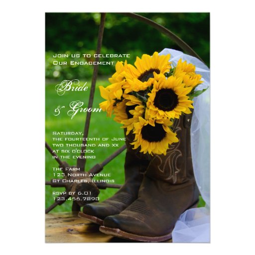 Rustic Sunflowers Country Engagement Party Invite