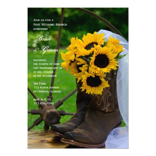 Rustic Sunflowers Country Post Wedding Brunch Personalized Announcements