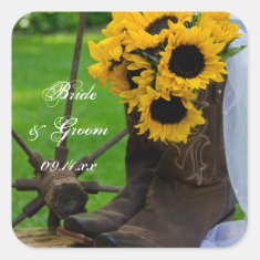 Rustic Sunflowers Country Wedding Envelope Seals Sticker