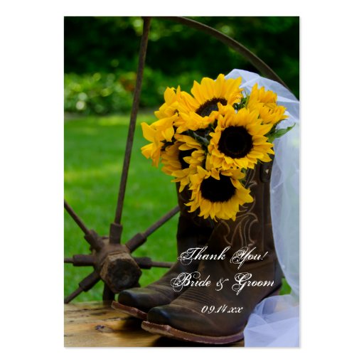 Rustic Sunflowers Country Wedding Favor Tags Business Card Template (front side)