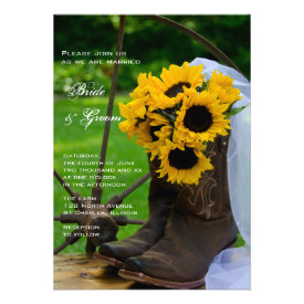 Rustic Sunflowers Country Wedding Invitation