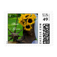 Rustic Sunflowers Country Wedding Postage Stamp