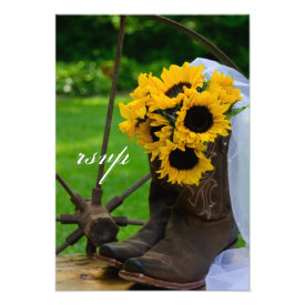 Rustic Sunflowers Country Wedding Response Card Custom Invite