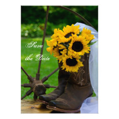 Rustic Sunflowers Country Wedding Save the Date Invites