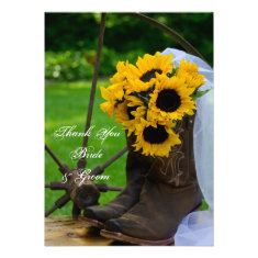 Rustic Sunflowers Country Wedding Thank You Notes Announcements