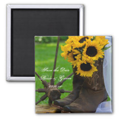 Rustic Sunflowers Wedding Save the Date Magnet