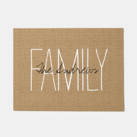 Rustic Tan Family Monogram Doormat