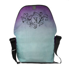 Rustic Teal and Purple Bohemian  Flourish Messenger Bag