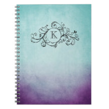 Rustic Teal and Purple Bohemian  Flourish Note Books