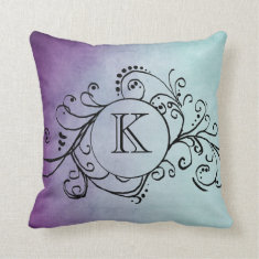 Rustic Teal and Purple Bohemian  Flourish Pillow
