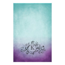 Rustic Teal and Purple Bohemian  Flourish Personalized Stationery