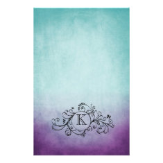 Rustic Teal and Purple Bohemian  Flourish Personalized Stationery