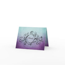 Rustic Teal and Purple Bohemian Thank You Note Greeting Cards